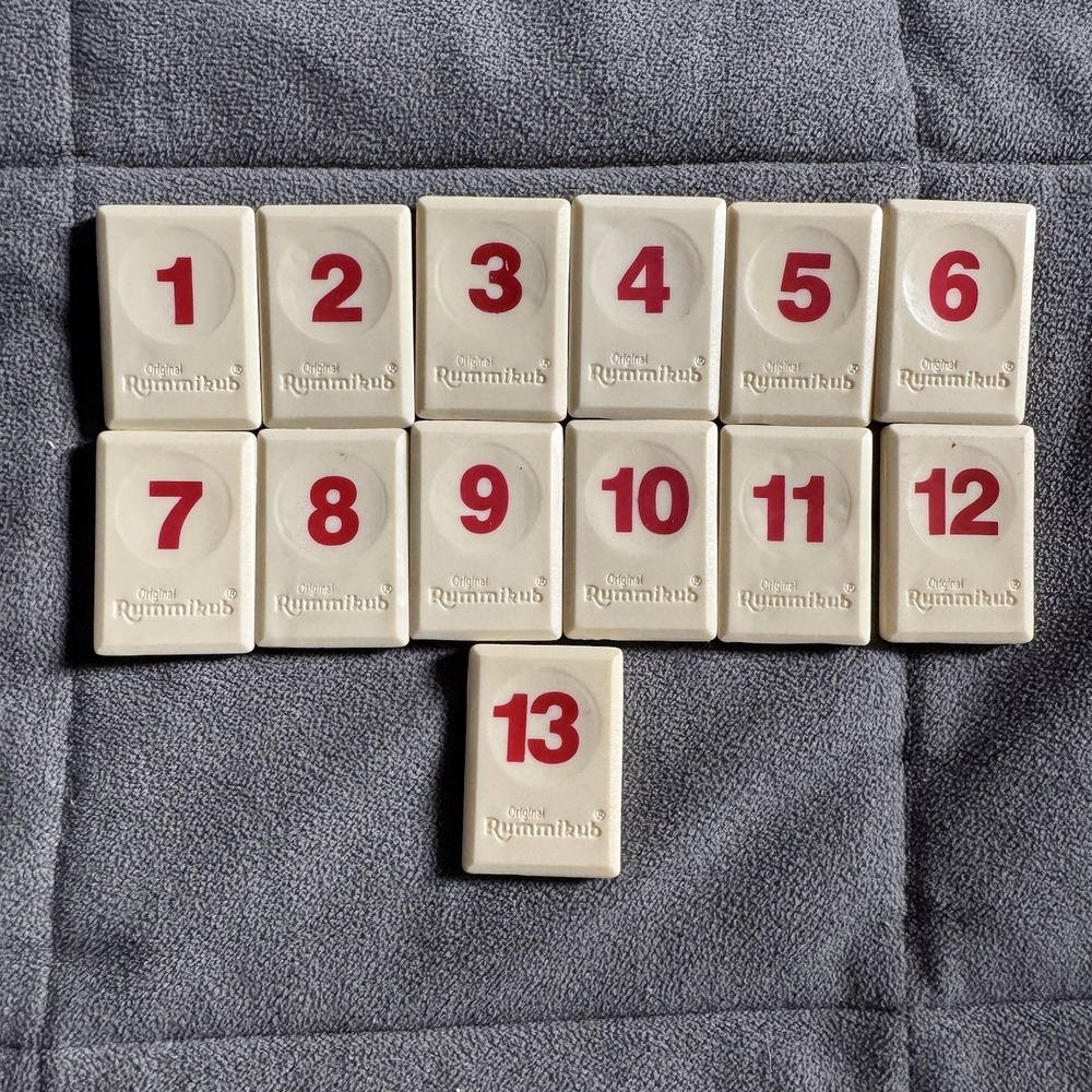 Rummikub Rummy Tile Red Replacement Tile Set 1-13 Vintage 1997